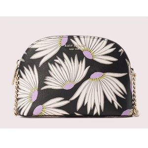 Kate Spade Spencer Falling Flower Small Dome Crossbody Daisy Black